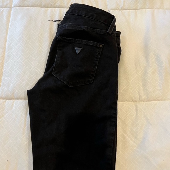 Guess “Power Skinny” Black Stretch Jeans Frayed ankle - Picture 5 of 7